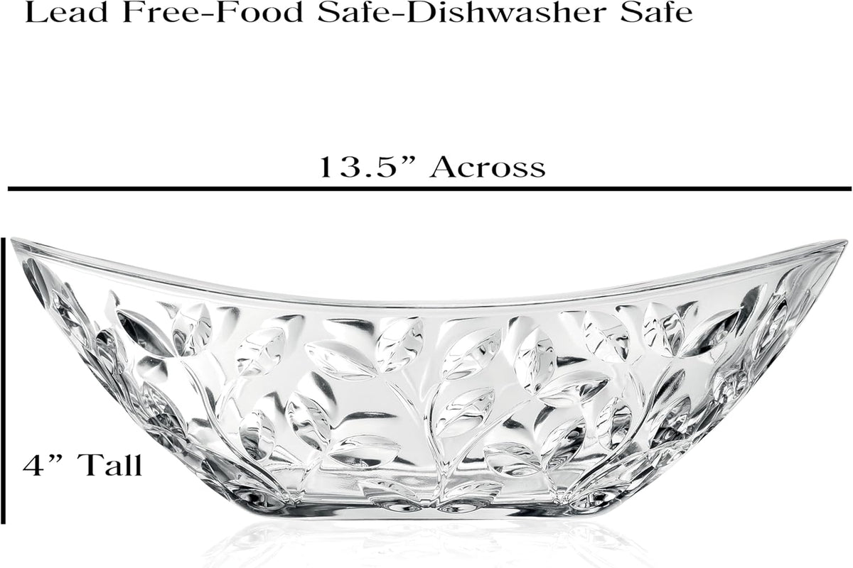Lorren Home Trends Laurus 13.5" Crystal Oval Bowl